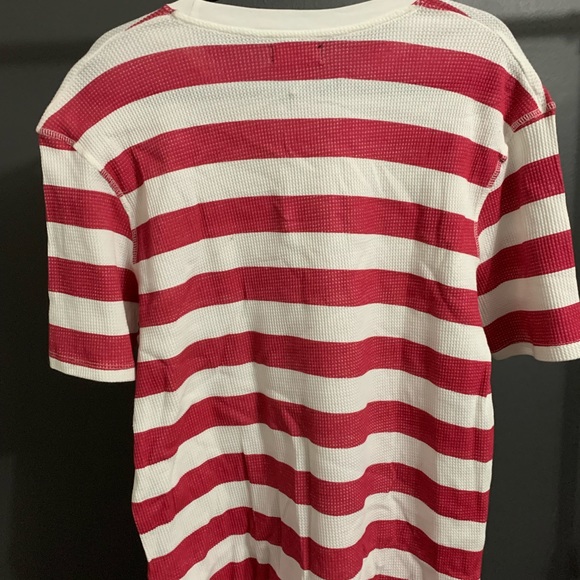 NWT Zara Red and White Striped Waffle T-Shirt - Picture 2 of 2